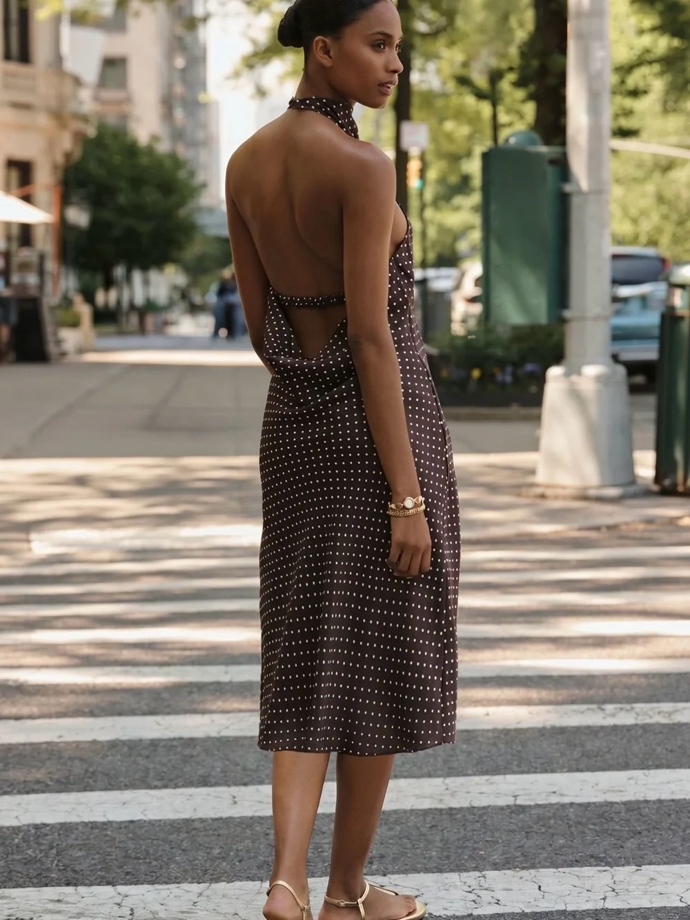 NWT. Anthropologie Maeve Jamie Satin Halter Midi Dress.